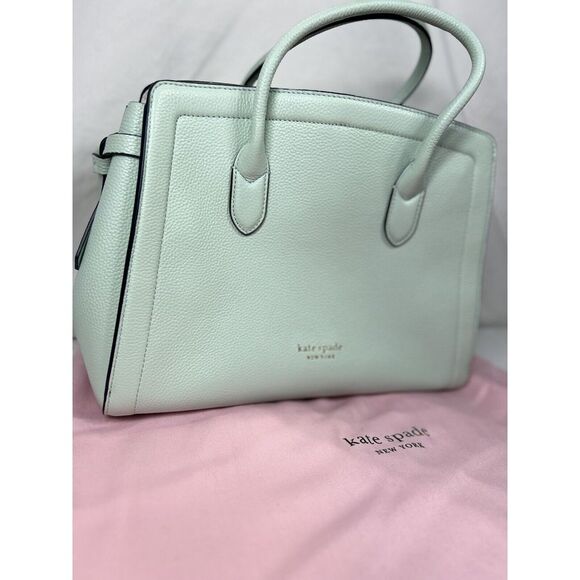 New Kate Spade Knott Pebble Leather Large Satchel Chrystal Blue / Dust bag - Picture 2 of 16